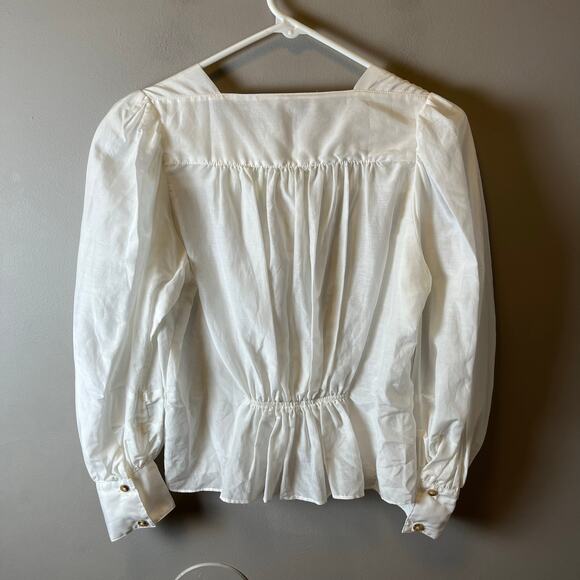 Ciao‎ Lucia Allegra White Blouse Silk Cotton Blend Peasant Cottagecore Boho XS - Picture 5 of 6